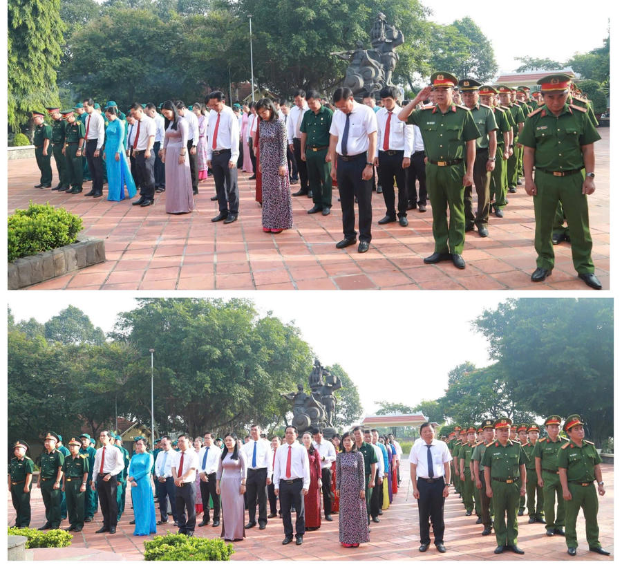 Xã Vĩnh Lộc kết hợp lễ chào cờ và dâng hương tưởng niệm 32 liệt sĩ Dân công hỏa tuyến tại Khu di tích Dân công hỏa tuyến Vĩnh Lộc - Mậu Thân 1968.