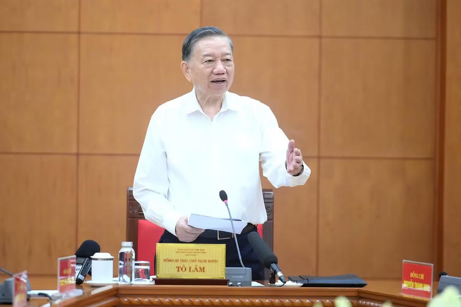 Tổng Bí thư, Chủ tịch nước Tô Lâm phát biểu chỉ đạo tại cuộc làm việc. Ảnh: Đăng Khoa