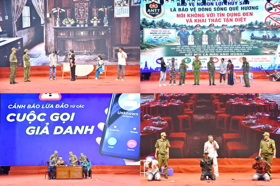 Tiểu phẩm tại phần thi Xử lý tình huống bám sát thực tiễn công tác bảo đảm ANTT ở cơ sở.