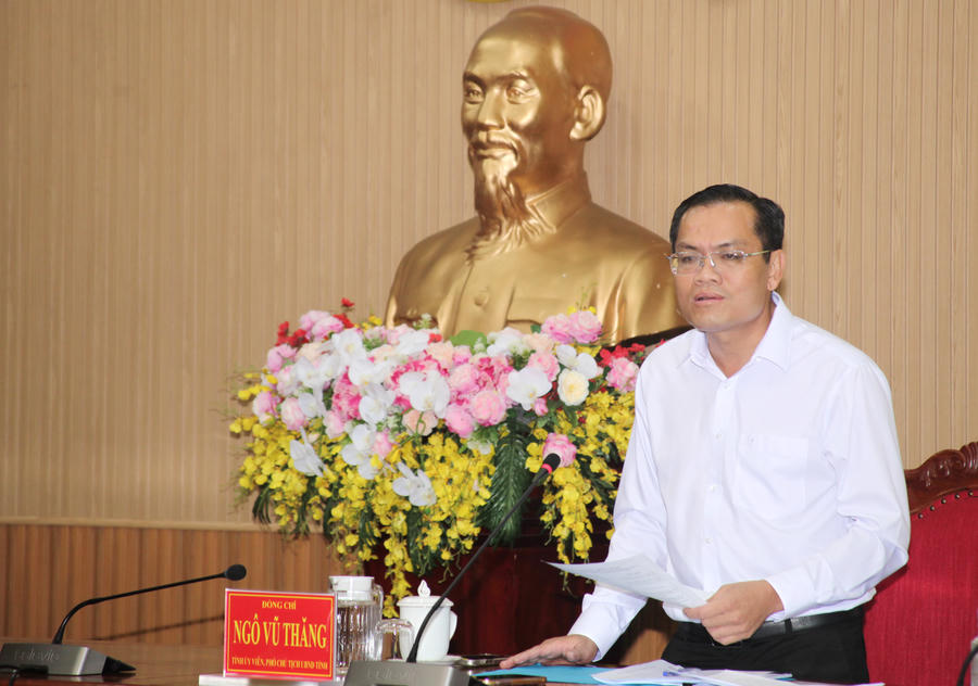 Ông Ngô Vũ Thăng – Phó Chủ tịch UBND tỉnh Cà Mau phát biểu trao đổi, các nội dung tại buổi họp báo.