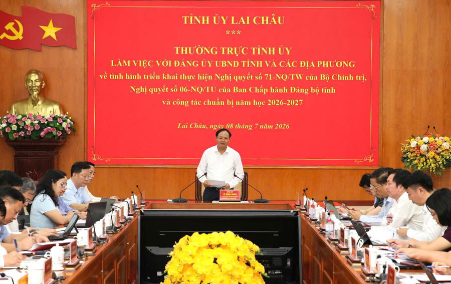 Bí thư Tỉnh ủy Lê Minh Ngân chủ trì Hội nghị. (Ảnh: Laichau.gov.vn)