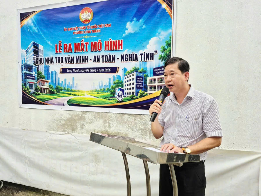 Ông Nguyễn Tấn Hưng, Ủy viên Ban Thường vụ Đảng ủy, Chủ tịch Ủy ban MTTQ Việt Nam phường Long Thành.