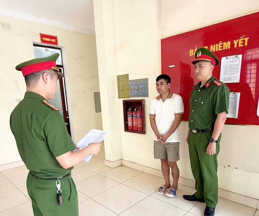 Hoàng Đạo Tú tại cơ quan công an. (Ảnh: Công an tỉnh Tuyên Quang).