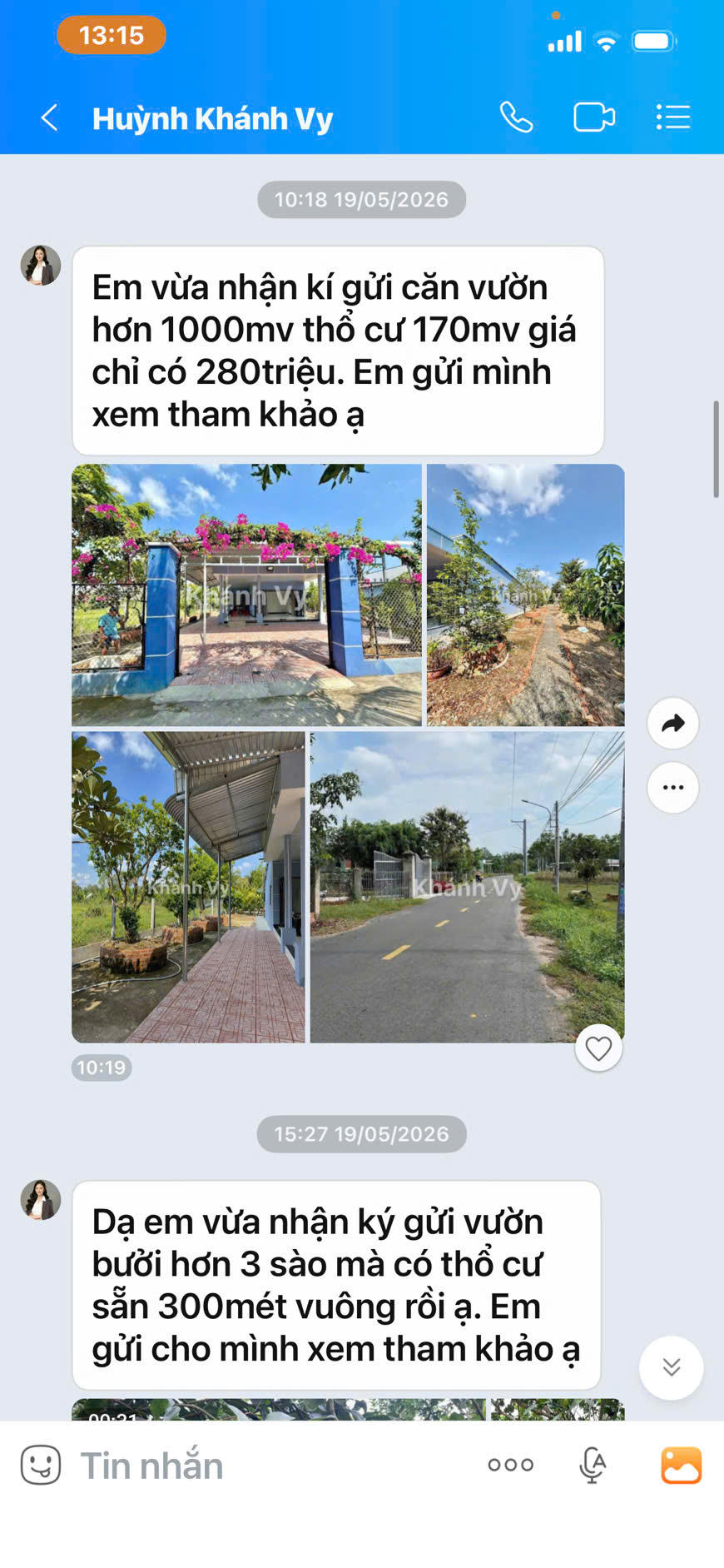 Các tin nhắn quảng cáo về những khu đất rộng, trong đó có một phần đất thổ cư, có sẵn nhà vườn nhưng bán với giá rẻ giật mình.