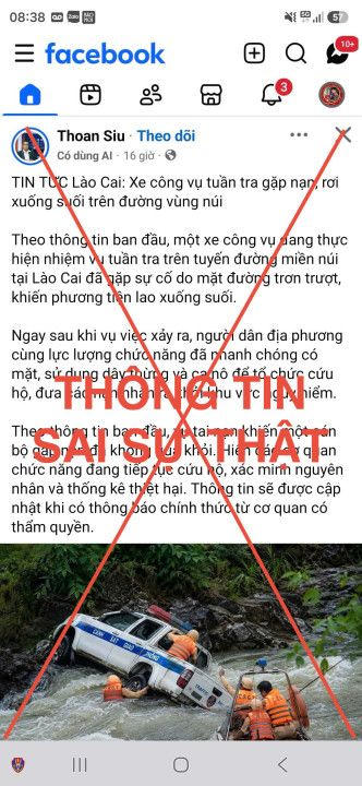 Thông tin về vụ tai nạn là sai sự thật. (Ảnh: Cục CSGT)