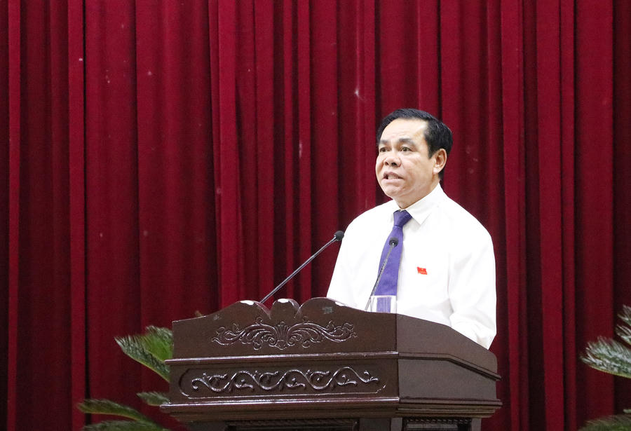 Chủ tịch UBND tỉnh Nghệ An Võ Trọng Hải báo cáo tại Phiên thảo luận.