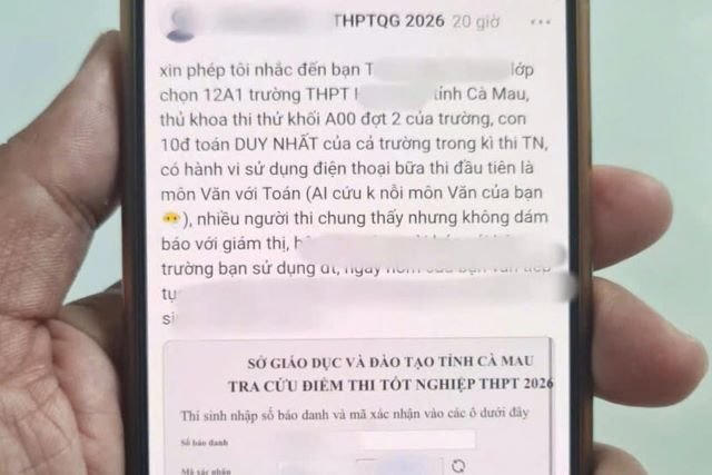 Thông tin phản ánh trên mạng xã hội về thi tốt nghiệp THPT ở Cà Mau bước đầu là chưa có cơ sở (Ảnh chụp lại mạng xã hội).
