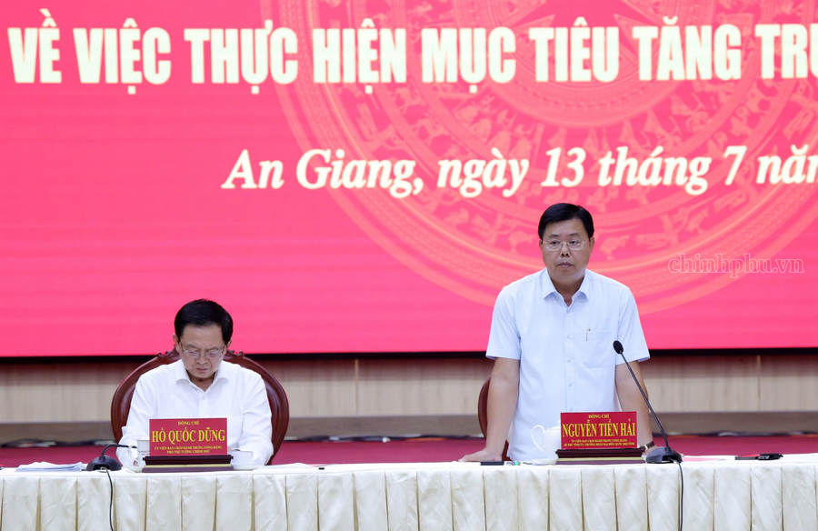 Bí thư Tỉnh ủy An Giang Nguyễn Tiến Hải phát biểu - Ảnh: VGP/Gia Huy