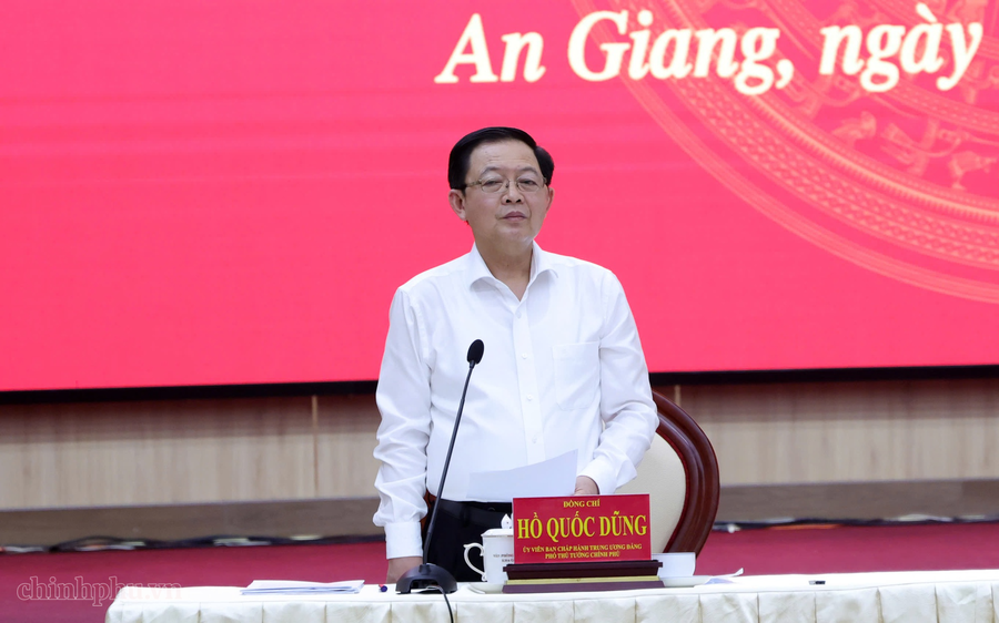 Phó Thủ tướng Chính phủ Hồ Quốc Dũng tại buổi làm việc với tỉnh An Giang - Ảnh: VGP/Gia Huy Phó Thủ tướng Chính phủ Hồ Quốc Dũng tại buổi làm việc với tỉnh An Giang - Ảnh: VGP/Gia Huy