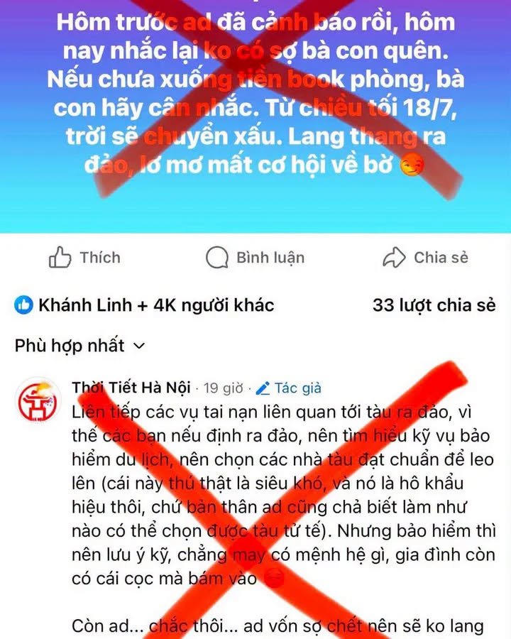 Bài đăng không kiểm chứng gây hoang mang dư luận.