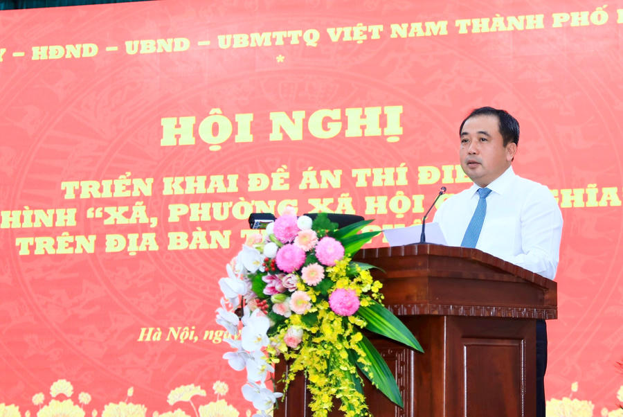 Ông Trần Đức Thắng, Bí thư Thành ủy Hà Nội phát biểu chỉ đạo tại hội nghị. (Ảnh: dbndhanoi.gov.vn)