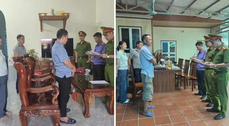 Cơ quan CSĐT Công an tỉnh thi hành lệnh khám xét chỗ ở của các bị can.