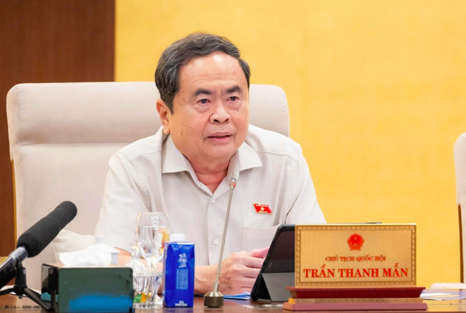 Chủ tịch Quốc hội Trần Thanh Mẫn phát biểu tại phiên họp (Ảnh: Quốc hội).
