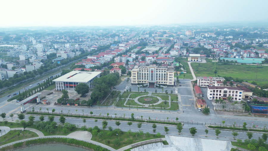 Hình ảnh một góc trung tâm hành chính xã Lạng Giang.