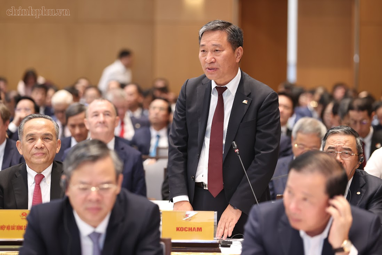 Chủ tịch Hiệp hội Doanh nghiệp Hàn Quốc tại Việt Nam (KoCham) Ko Tea Yeon phát biểu tại Hội nghị. (Ảnh: VGP/Nhật Bắc
)