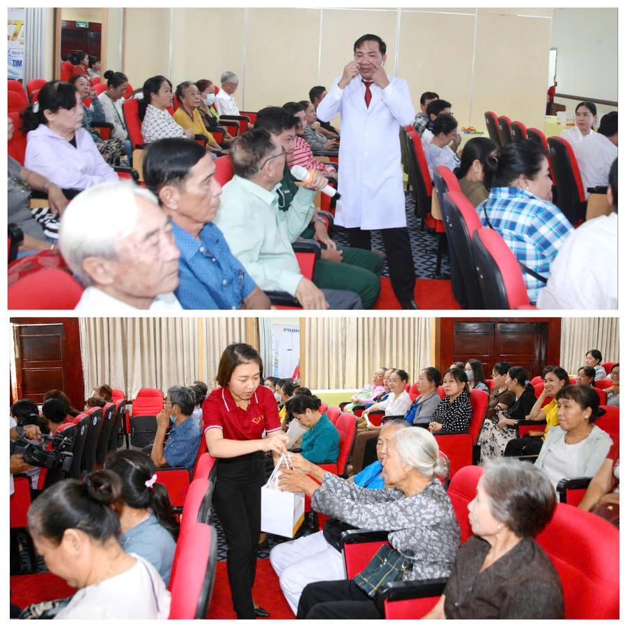Phần giao lưu hỏi - đáp diễn ra sôi nổi với nhiều câu hỏi thực tế của người dân về phòng ngừa đột quỵ; nhiều phần quà ý nghĩa được Ban tổ chức trao tặng.