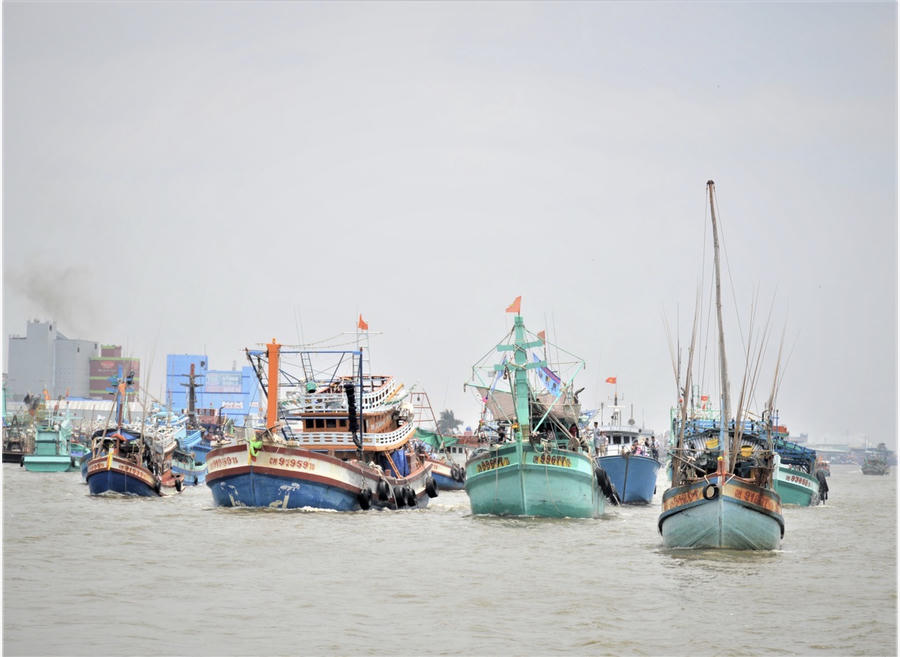 Tàu khai thác thủy sản tại Cà Mau. Ảnh Báo Thanh niên
