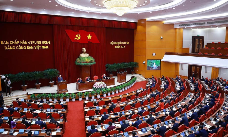 Hội nghị Trung ương 3 khóa XIV. Ảnh: TTXVN.