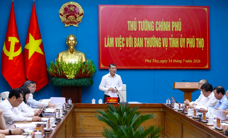 Thủ tướng Chính phủ Lê Minh Hưng làm việc với Ban Thường vụ Tỉnh ủy Phú Thọ. (Ảnh: VGP)
Thủ tướng Chính phủ Lê Minh Hưng làm việc với Ban Thường vụ Tỉnh ủy Phú Thọ. (Ảnh: VGP)