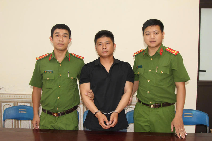 Đối tượng Quang Bính Tài tại Cơ quan Công an - Ảnh Công an Hà Tĩnh.