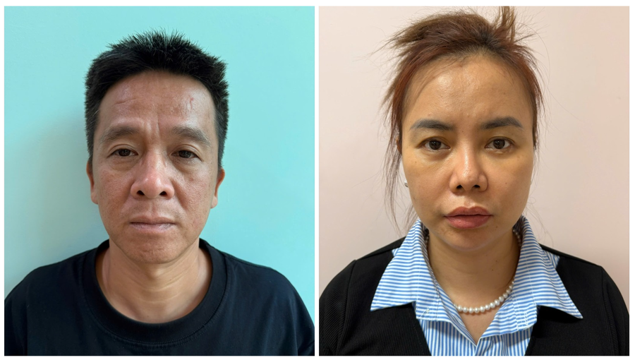 Đối tượng Trần Quốc Thái (bìa trái) và Đối tượng Nguyễn Ái Châu. Ảnh: BCA