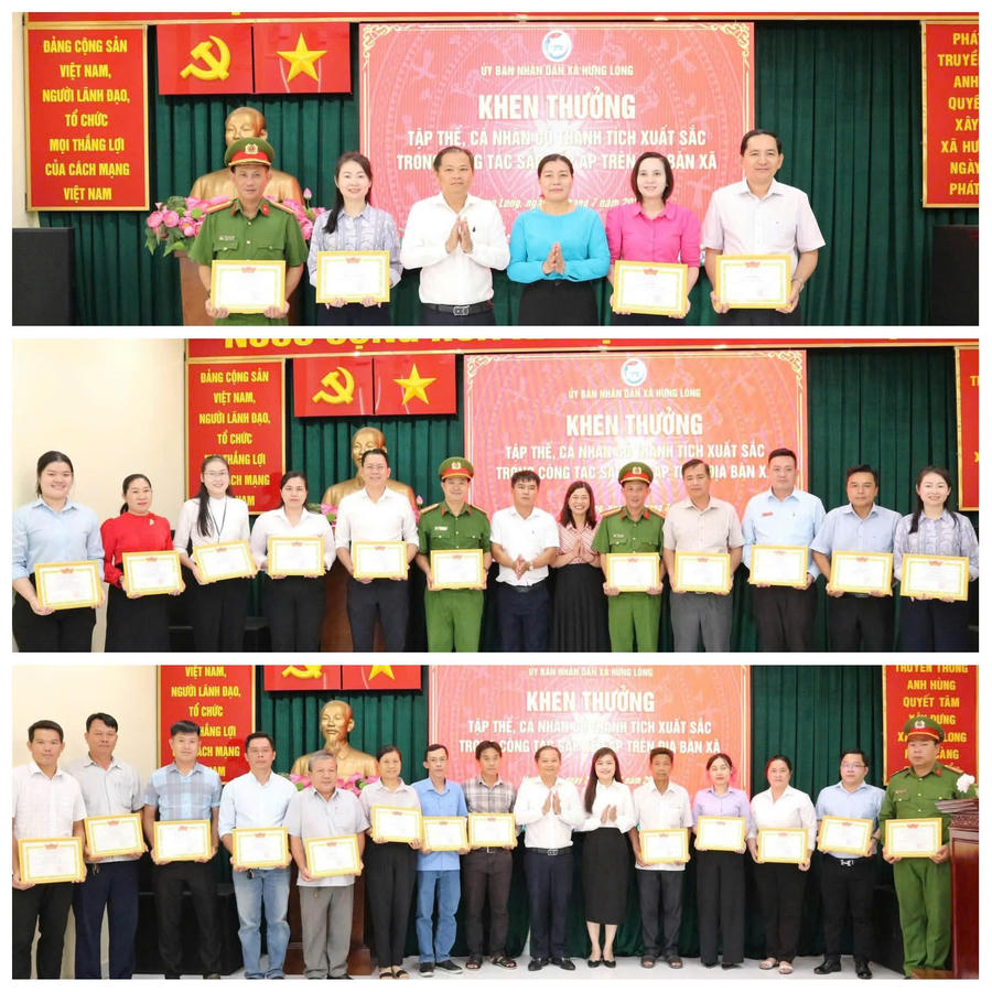 UBND xã Hưng Long biểu dương, khen thưởng các tập thể và cá nhân có thành tích xuất sắc.