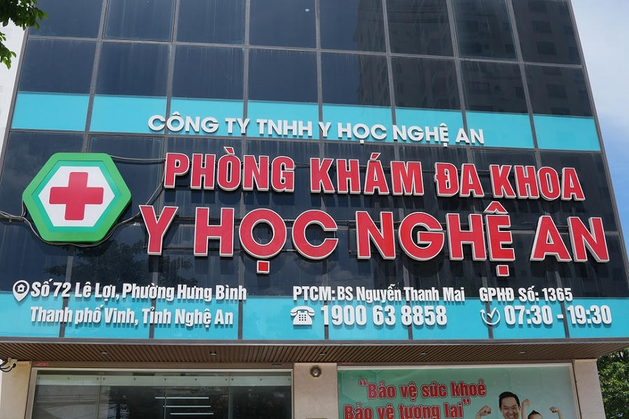Hiện trường Phòng khám đa khoa Y học Nghệ An. Ảnh: CA Nghệ An.