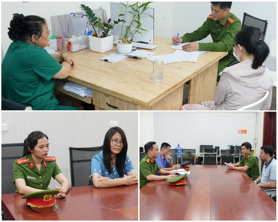 Các đối tượng bị triệu tập tại cơ quan Công an. Ảnh: CA Nghệ An.