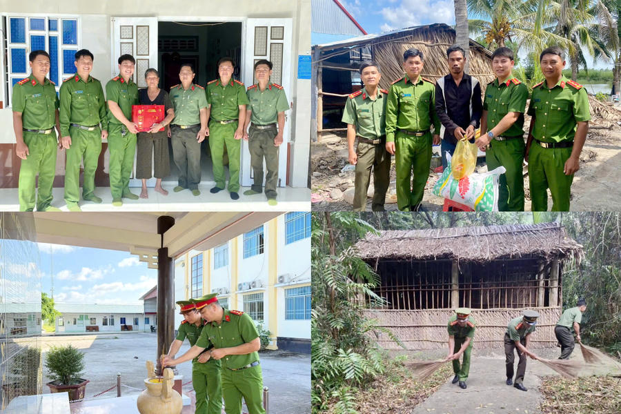Công an xã Ninh Thạnh Lợi tổ chức nhiều hoạt động giáo dục truyền thống, an sinh xã hội, chăm lo gia đình chính sách và hộ dân khó khăn, lan tỏa đạo lý "Uống nước nhớ nguồn".
