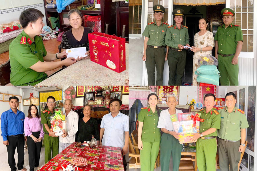 Cán bộ, chiến sĩ Công an các xã, phường thăm hỏi, trao quà tri ân các gia đình chính sách, người có công với cách mạng nhân kỷ niệm 79 năm Ngày Thương binh - Liệt sĩ.