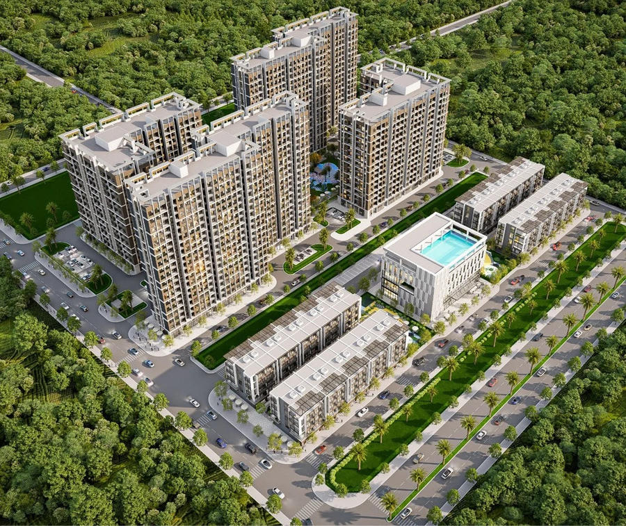Phối cảnh dự án Nhà ở xã hội Hòa Phước. Ảnh: Công ty CP Xây lắp thương mại Trường Hải.
