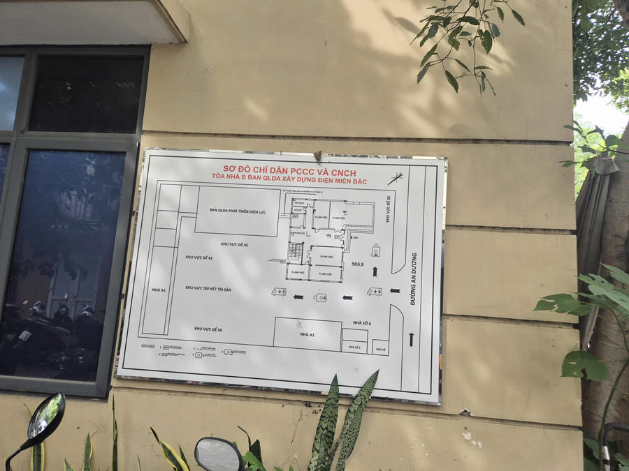Trụ sở và sơ đồ chỉ dẫn của Ban QL dự án điện miền Bắc tại số 1 đến số 3 An Dương Vương, TP Hà Nội.
