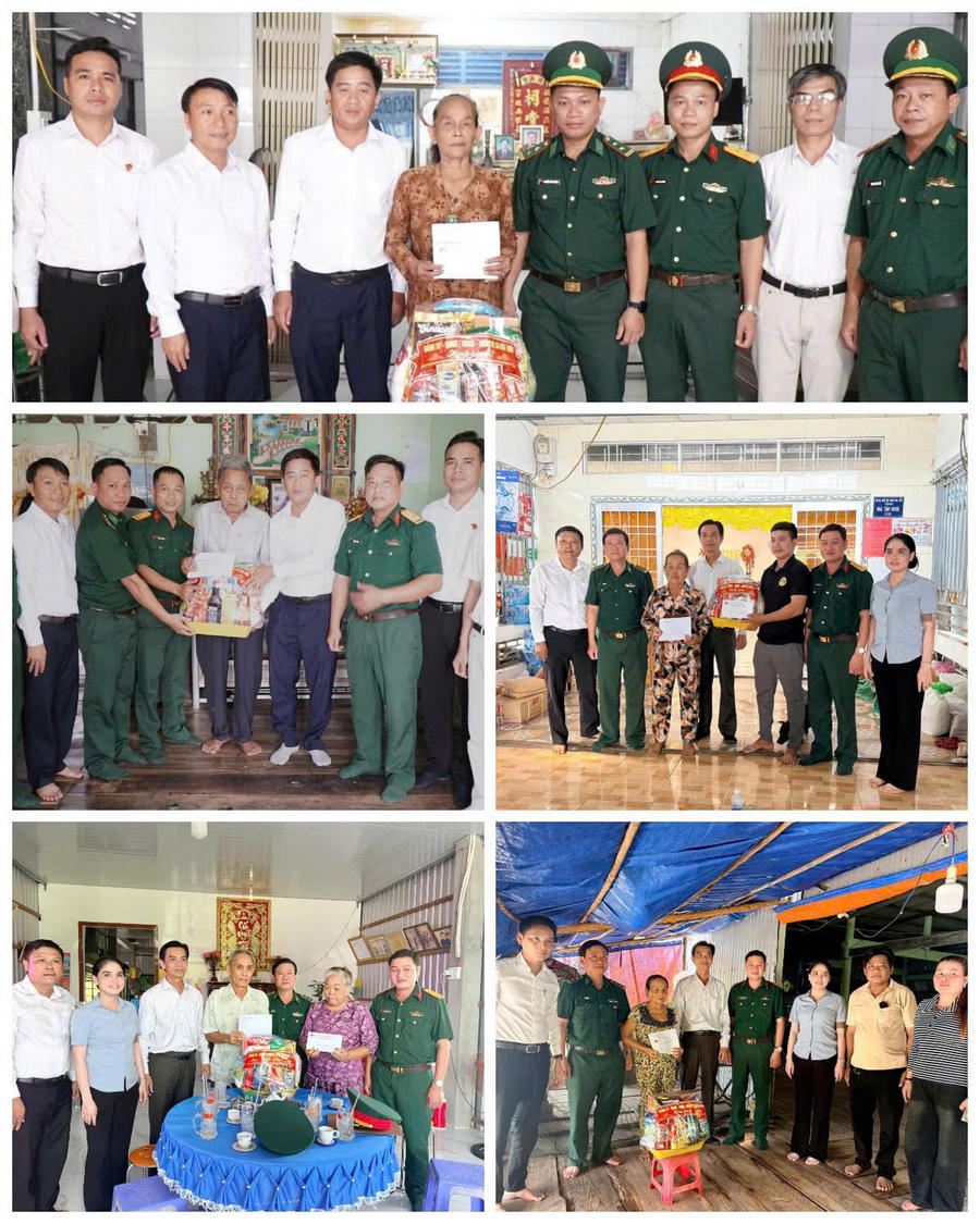 Đoàn công tác Đồn Biên phòng Hòn Khoai cùng chính quyền và lãnh đạo xã Đất Mũi đến thăm hỏi, tặng quà, tri ân các gia đình chính sách nhân dịp Ngày Thương binh - Liệt sĩ 27/7.