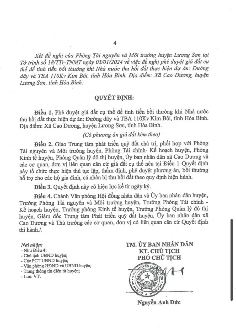 Quyết định số 66/QĐ-UBND của UBND huyện Lương Sơn chỉ xác định giá bồi thường đối với:&nbsp;đất trồng lúa;&nbsp;đất trồng cây hàng năm;&nbsp;đất rừng sản xuất.
