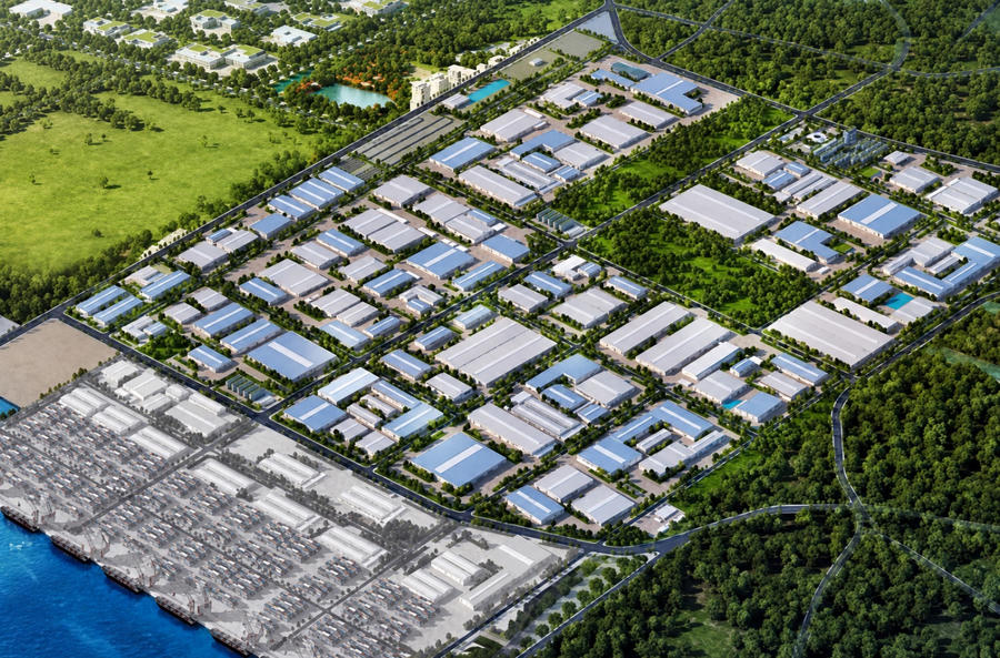 Phối cảnh Dự án đầu tư xây dựng và kinh doanh kết cấu hạ tầng Khu Công nghiệp Vinhomes Vũng Áng.
