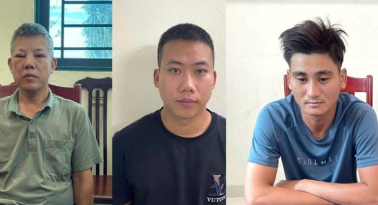 Các đối tượng Phan Tiến Dũng, Phạm Minh Thương và Nguyễn Văn Anh. Ảnh: Công an tỉnh Ninh Bình