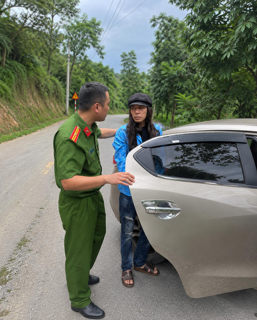 Đối tượng Trần Văn Tam bị lực lượng Công an khống chế, đưa về trụ sở làm việc. (Ảnh: CA Lào Cai).