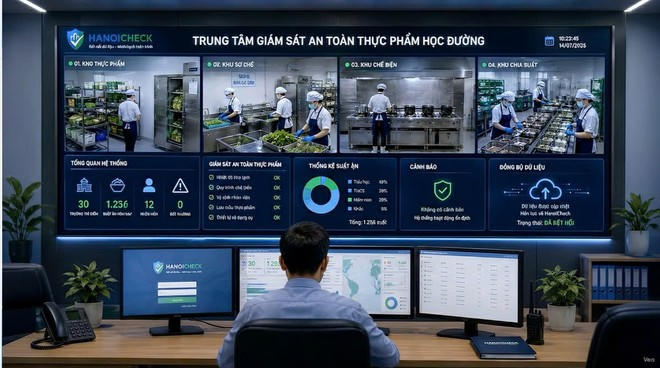 Hệ thống giúp kiểm soát an toàn thực phẩm số kết hợp giải pháp camera AI giám sát bếp ăn; ứng dụng dành cho cha mẹ học sinh...