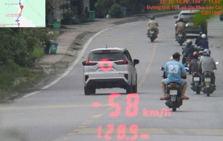 Hình ảnh vi phạm tốc độ của phương tiện. Ảnh: CA Lào Cai