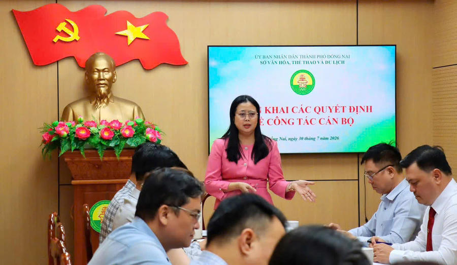 Bà Lê Thị Ngọc Loan, Bí thư Đảng ủy, Giám đốc Sở Văn hóa, Thể thao và Du lịch Đồngn Nai phát biểu tại lễ công bố.