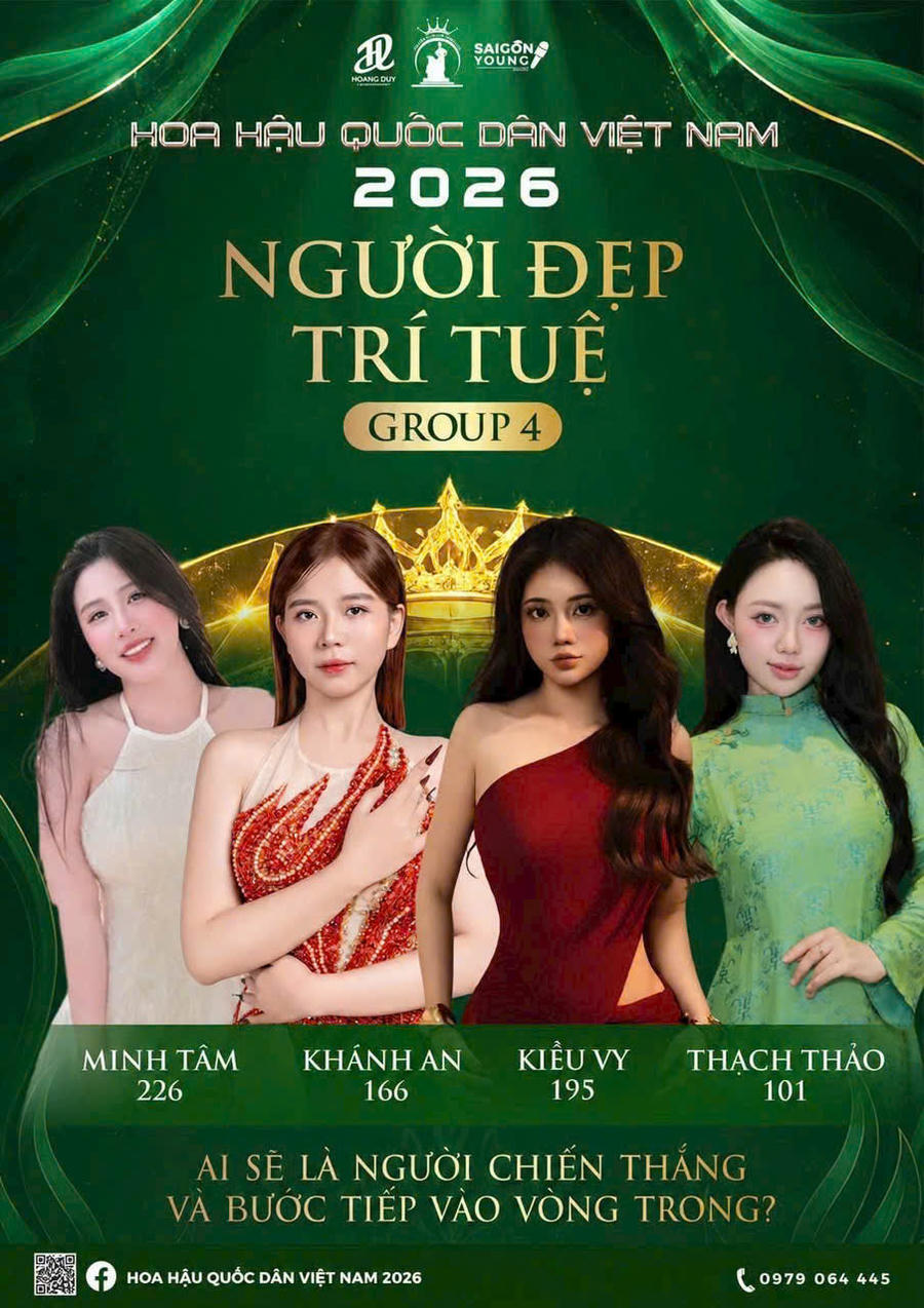Người đẹp cũng lọt Top 4 Người đẹp Trí tuệ Hoa hậu Quốc dân Việt Nam 2026.