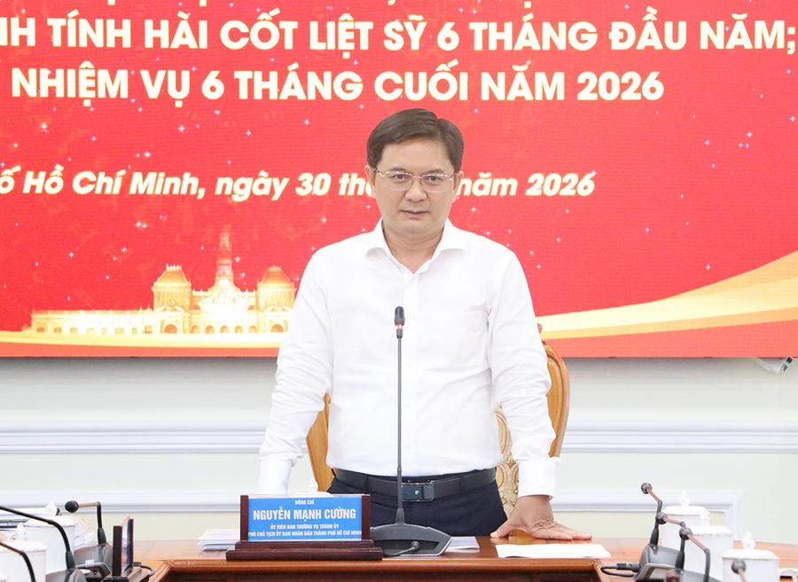 Phó Chủ tịch UBND TP HCM Nguyễn Mạnh Cường phát biểu kết luận hội nghị. (Ảnh: Cổng TTĐT TP HCM)