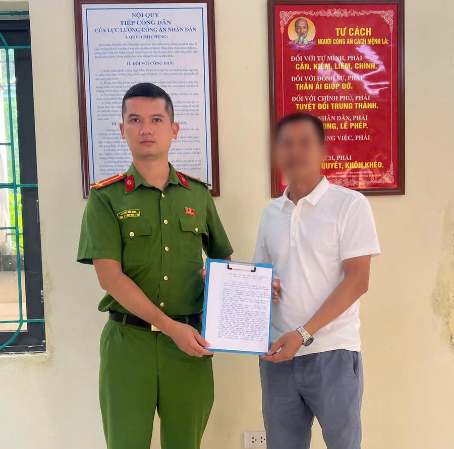 Anh K gửi thư cảm ơn Công an xã Yên Bài vì đã kịp thời hỗ trợ, ngăn chặn hành vi lừa đảo trên không gian mạng.