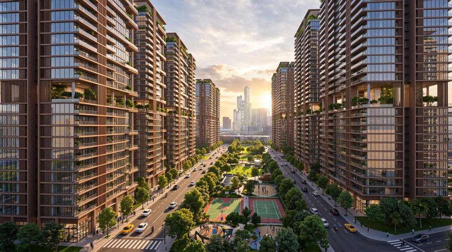 Phối cảnh tổ hợp khu Nhà ở xã hội, nhà ở cho thuê chất lượng cao tại Phú Quốc.