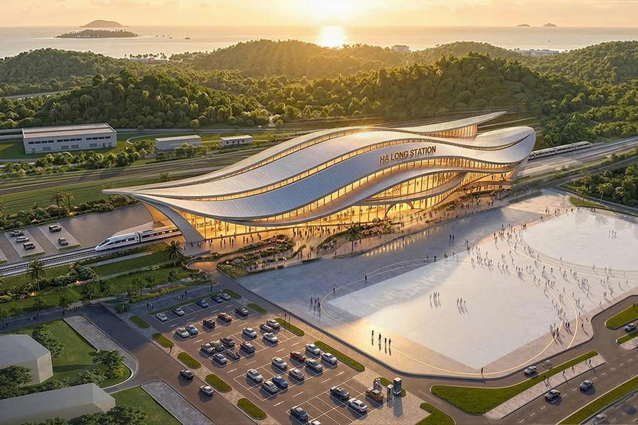 Nhà ga đường sắt tốc độ cao Hà Nội - Quảng Ninh đang được đầu tư xây dựng.