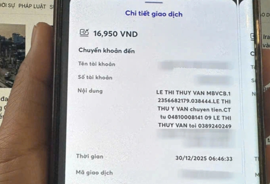 Lê Thị Thúy Vân sử dụng chiêu chuyển khoản "thiếu 3 số 0" cuối cùng để lừa đảo chủ vựa hải sản (Ảnh: Uy Nguyễn).