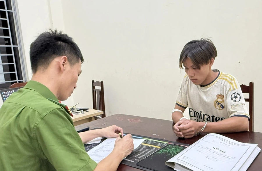Đối tượng Trình tại cơ quan công an (Ảnh: Công an cung cấp).