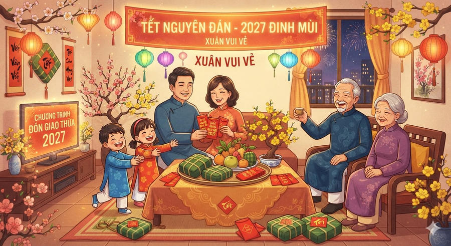 Bộ Nội vụ đề xuất 2 phương án nghỉ Tết Nguyên đán 2027. Hình ảnh minh họa (thiết kế bởi AI)