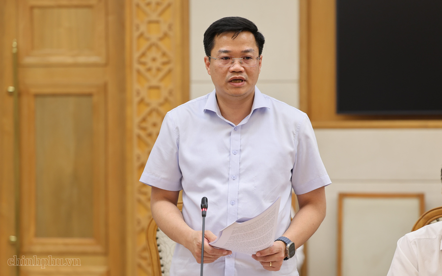 Chủ tịch UBND tỉnh Quảng Ngãi Nguyễn Đức Tâm phát biểu tại cuộc họp - Ảnh: VGP