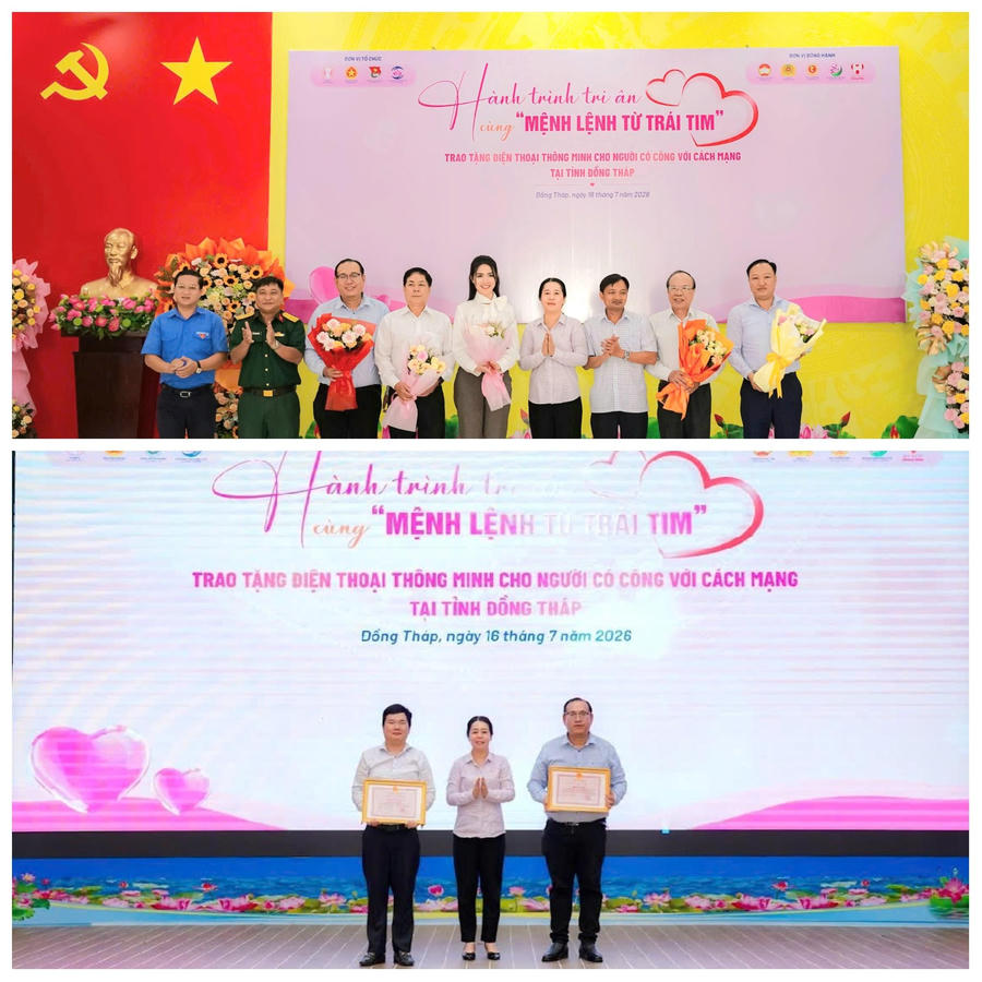 DTE được các cơ quan, ban, ngành tỉnh Đồng Tháp khen thưởng, tri ân qua Chương trình trao tặng 229 điện thoại thông minh cho thương binh, bệnh binh và người có công